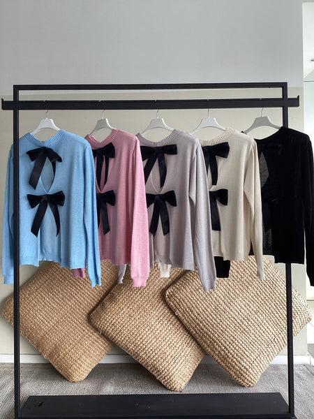 Pull misto cotone micro luccicante con fiocchi sul retro tg UNICA