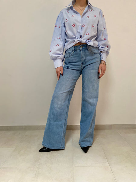 Denim a palazzo  stretch stonewash XS a L