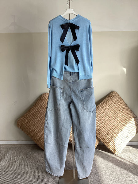 Pull misto cotone micro luccicante con fiocchi sul retro tg UNICA