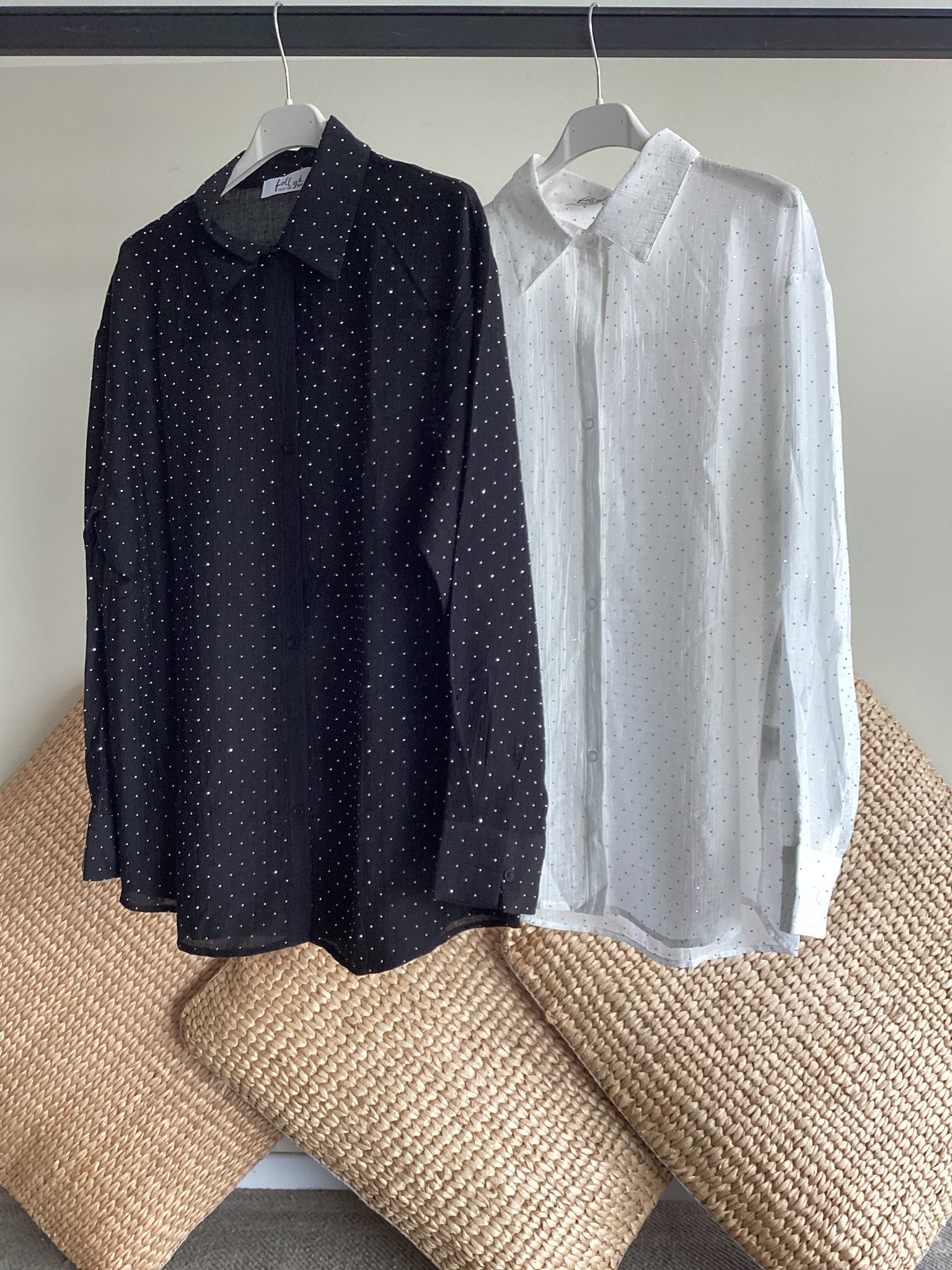 Camicia strass collo francese tg unica