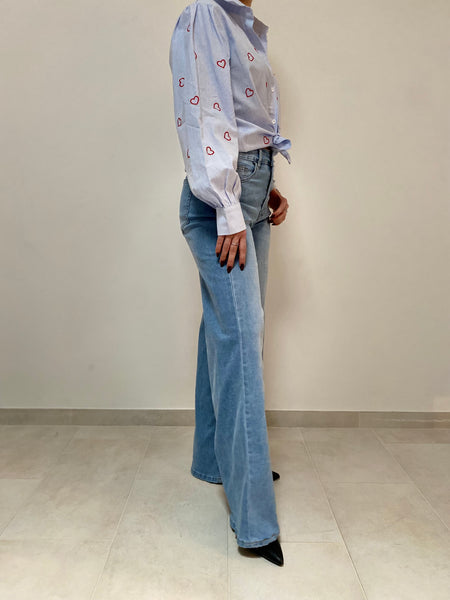 Denim a palazzo  stretch stonewash XS a L