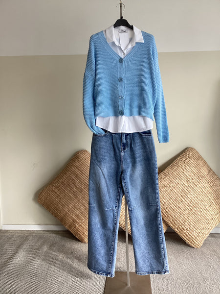 Cardigan filo 4 bottoni microfilo luccicante misto cotone tg UNICA