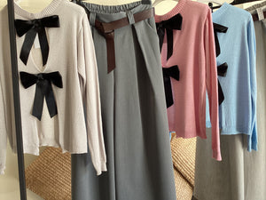 Pull misto cotone micro luccicante con fiocchi sul retro tg UNICA