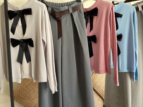 Pull misto cotone micro luccicante con fiocchi sul retro tg UNICA