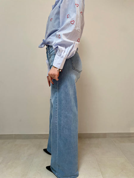 Denim a palazzo  stretch stonewash XS a L