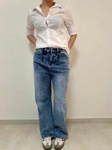 Denim stretch pince  stonewash XS a L