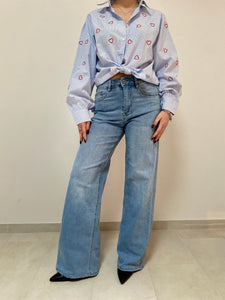 Denim a palazzo  stretch stonewash XS a L