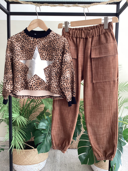 Felpa cropped leopardata in cotone da Xs a XL