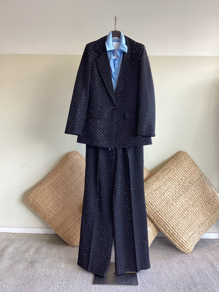 Giacca strass cristalli da S a L in tessuto leggero