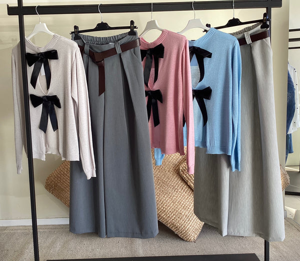 Pull misto cotone micro luccicante con fiocchi sul retro tg UNICA