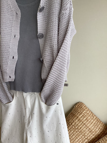 Cardigan filo 4 bottoni microfilo luccicante misto cotone tg UNICA