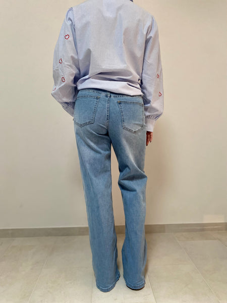Denim a palazzo  stretch stonewash XS a L