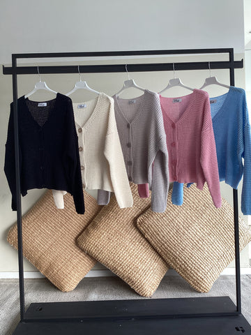 Cardigan filo 4 bottoni microfilo luccicante misto cotone tg UNICA